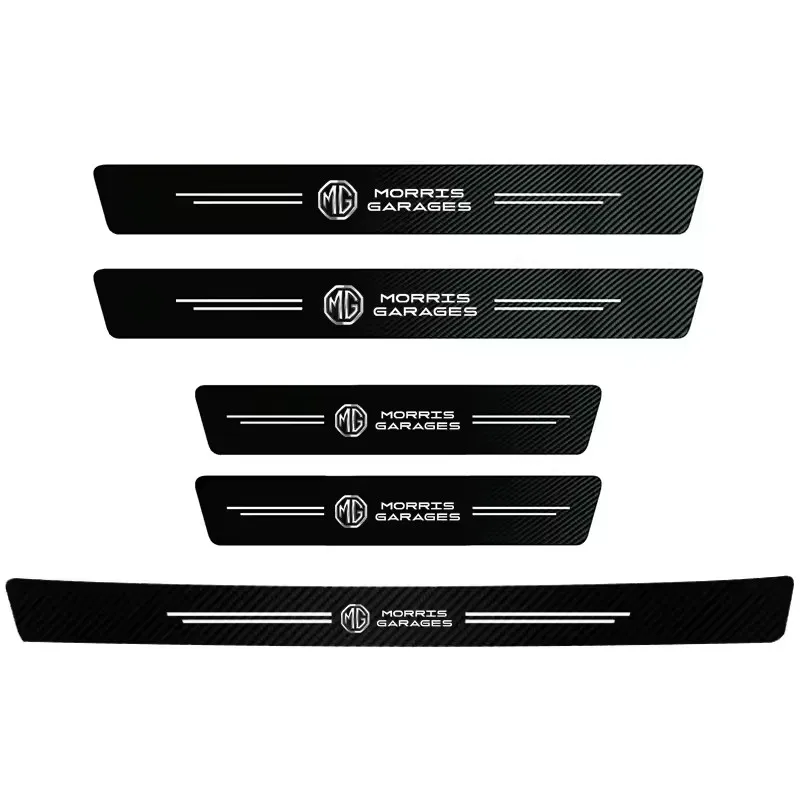 Leather Carbon Fiber Car Door Sill Protector Strip (1/4/5 Pieces)