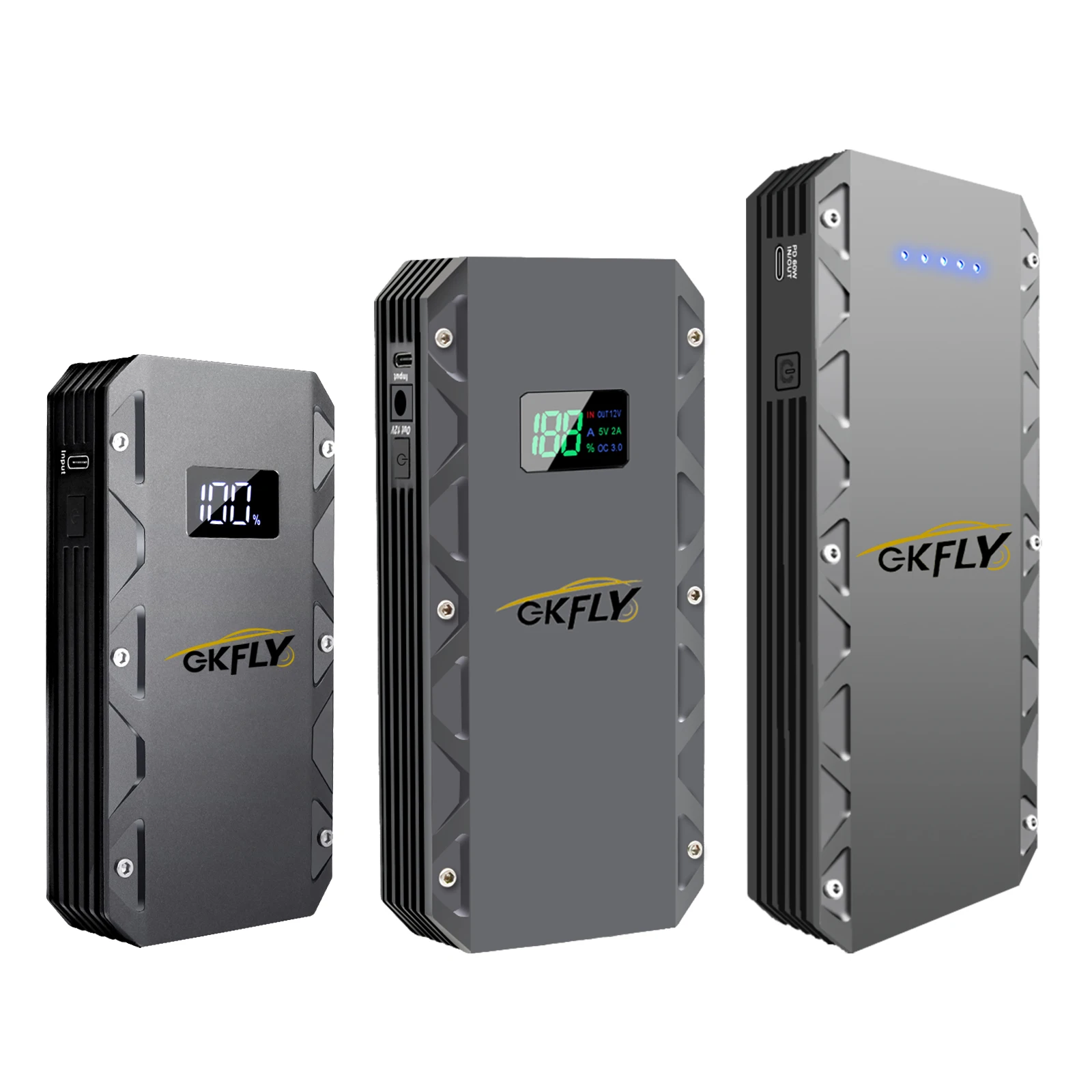 GKFLY 자동차 점프 스타터, 휴대용 보조배터리, 시동 장치, 자동차 부스터 배터리, 가솔린 디젤 자동차, 26000mAh, 3000A, 2000A, 1500A