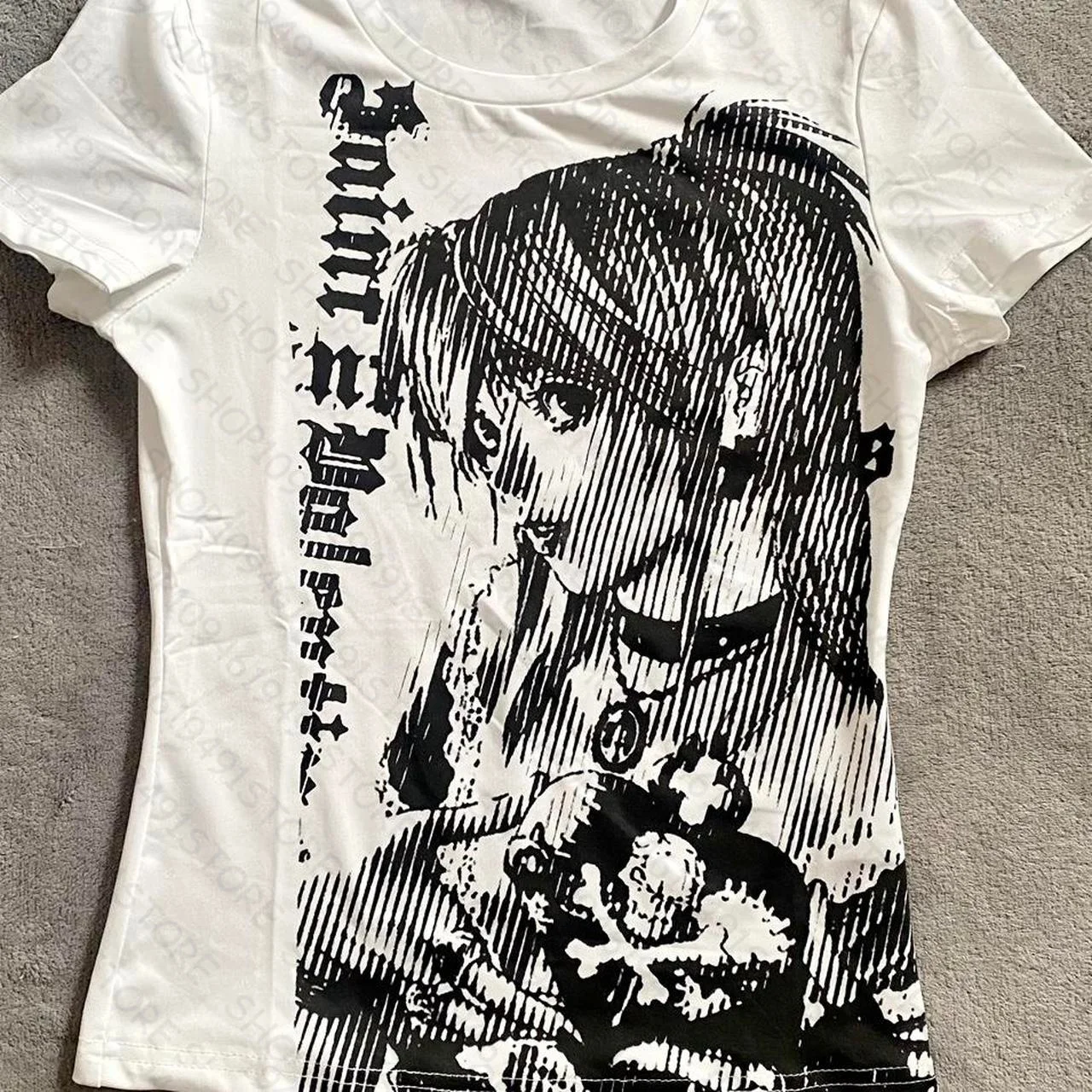 รูปสินค้า เสื้อ Y2K วินเทจ ผู้หญิง แฟชั่น คอกลม พิมพ์ลาย