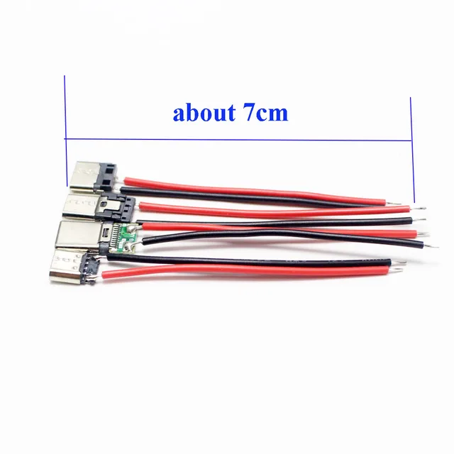 2/5 шт. Micro USB Type-C 2-контактный горизонтальный/вертикальный 2P простой паяный штекерный разъем USB-C для быстрой зарядки 6