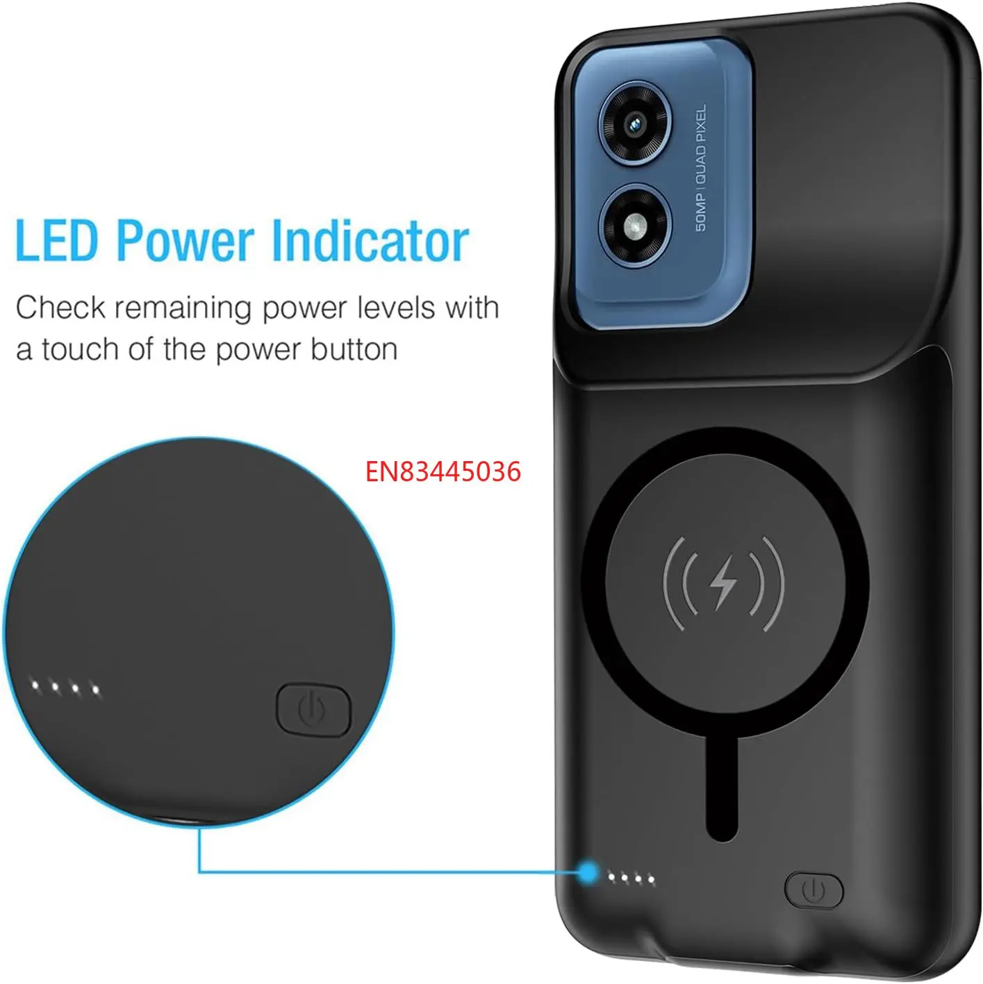 모토 G 플레이 2024 (6.5인치)용 10000mAh 외장 배터리 케이스, 휴대용 보호 무선 충전 케이스, 카플레이 지원