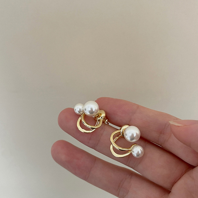 Simple Gold Pearl Stud Earrings For Woman Korean Fashion Jewelry Wedding Girl's Sweet Accessories
