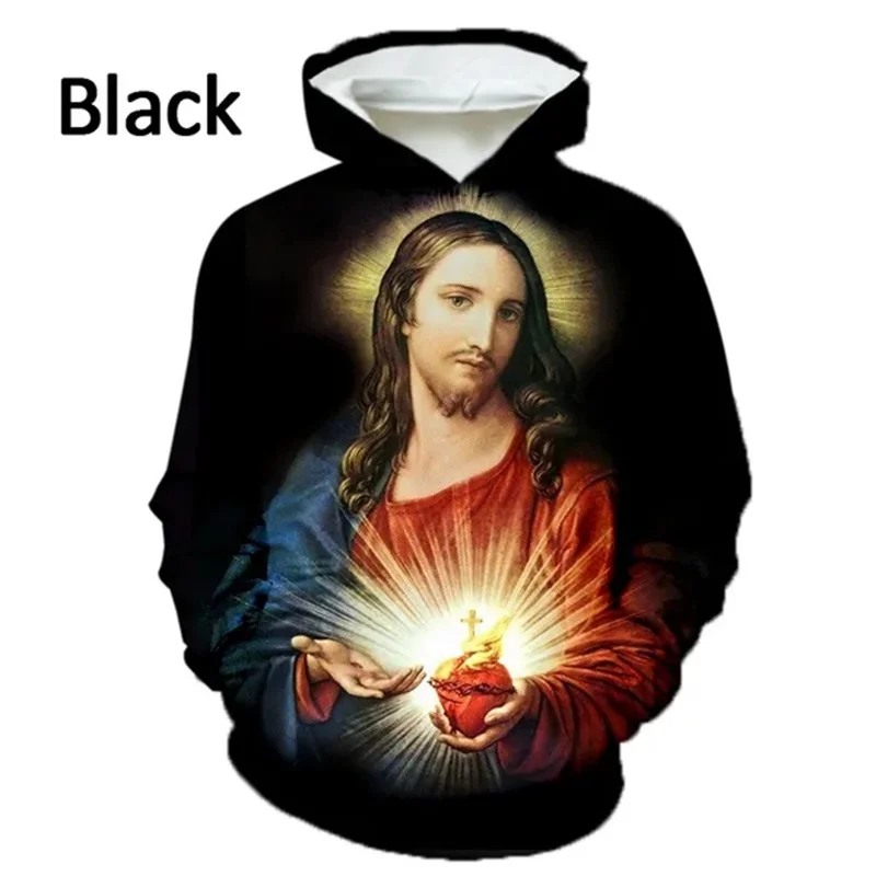 thumbnail image 1 of Sudadera con capucha con estampado 3D de Dios Jesús y la cruz de la fe cristiana, sudadera de moda para niños, unisex, jersey de invierno de El Redentor, 1 of 5