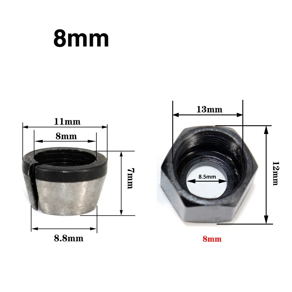5pcs/Set Trimmer Collet Adapter 1/4" 6mm 8mm For Engraving Trimming Machine Chuck Conversion