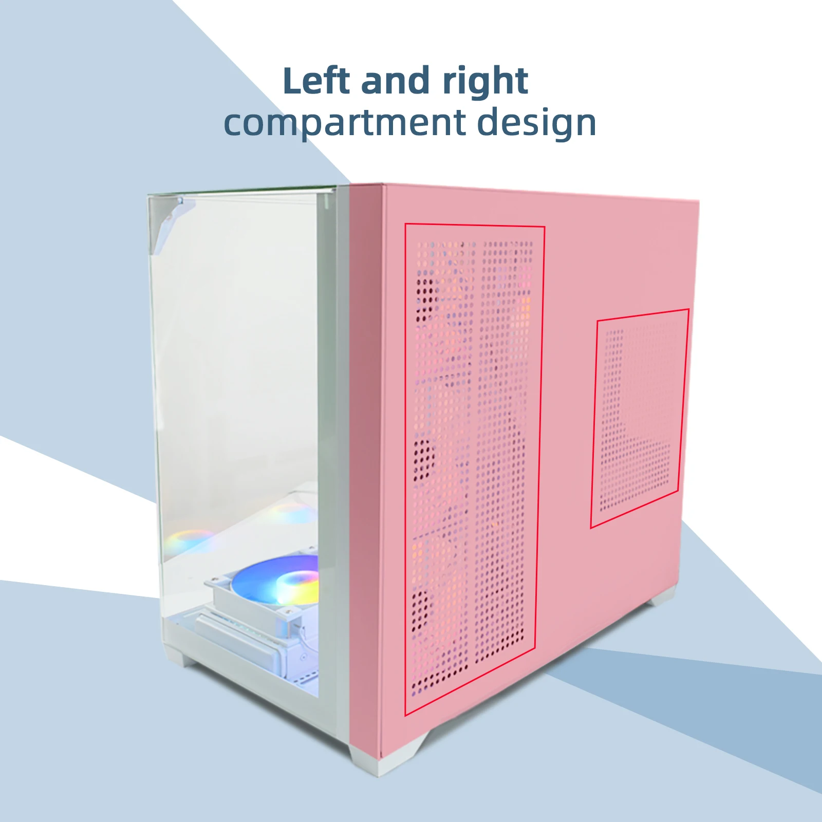 MANMU 2024 White PC Case Seaview Room Gaming Computer Desktop M-ATX Motherboard Support 360 Water-cooled 4090 Graphics Card