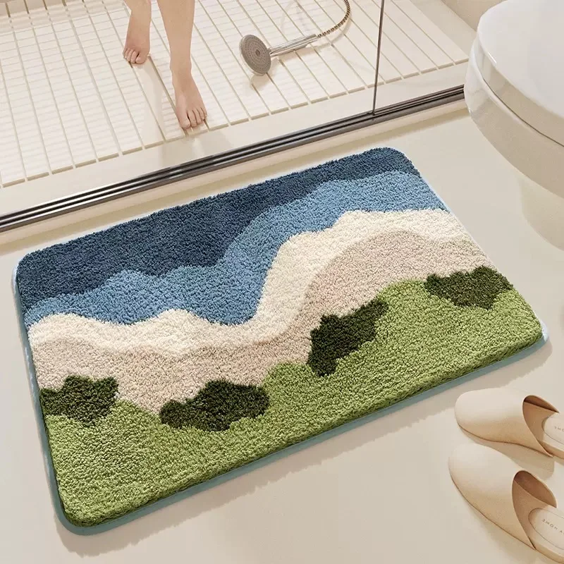 VIKAMA's frischer und sauberer Badezimmer-Bodenteppich aus Kaschmirimitat, schmutzabweisende, wasserabsorbierende Badezimmer-Bodenmatte für die Inneneinrichtung – Detail 3