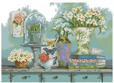 

Cross Stitch 14CT Ecological Cotton Threads Embroidery Home Decoration Hanging Letter 20280DIM 65194 flower shelf