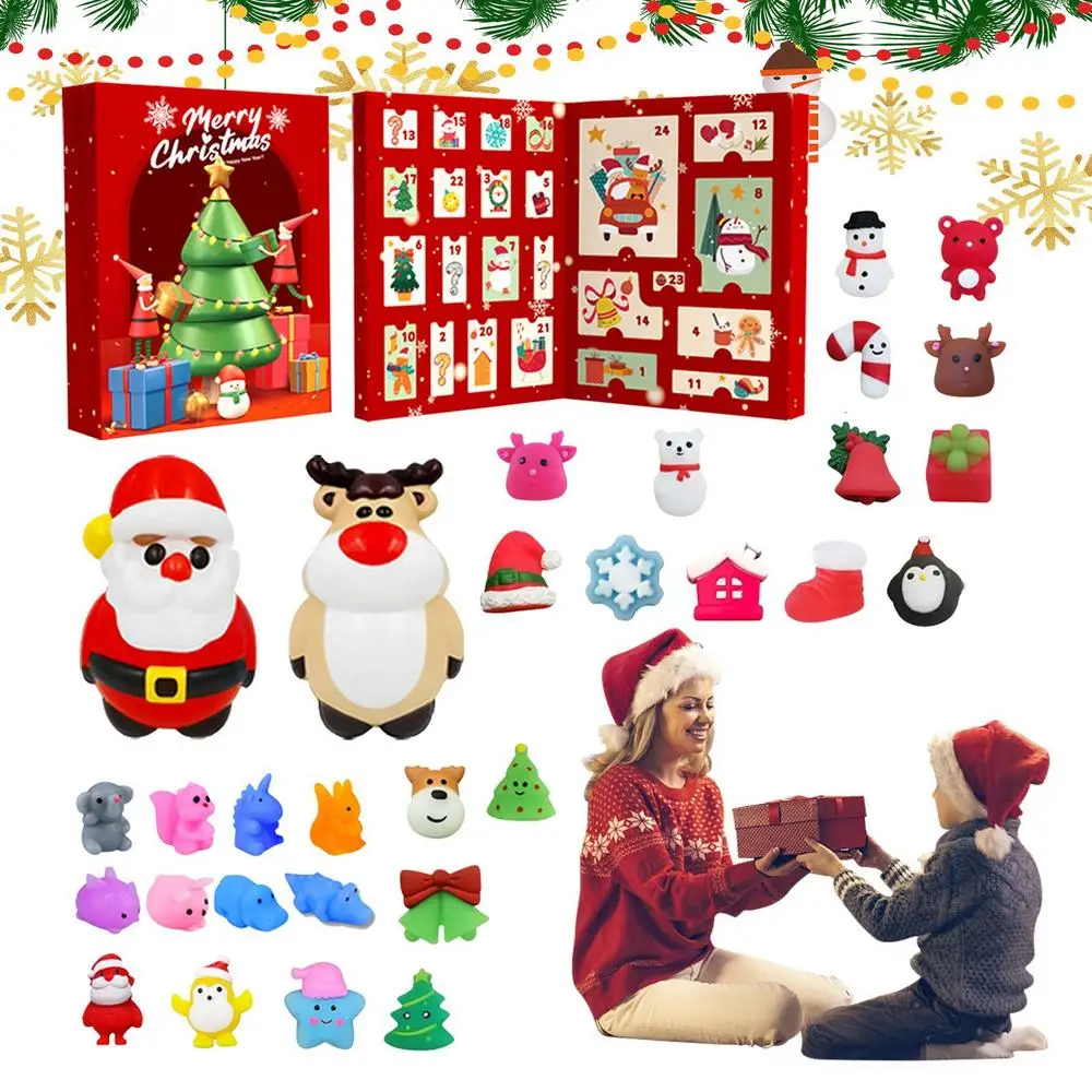 Christmas Advent Calendars Anti Stress Squeeze Toys 2024 Christmas Countdown Calendar Collectible Figurines Kids Xmas Gift Box