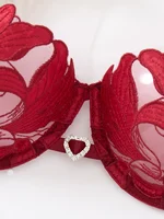 Ensemble de Lingerie en dentelle transparente, deux pièces, motif Floral exquis, soutien-gorge ultra-fin, slip, solide, exotique, pour dames, 23171A 4