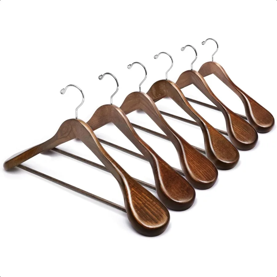 Walnut Wooden Suit Coat Hangers with Non Slip Bar