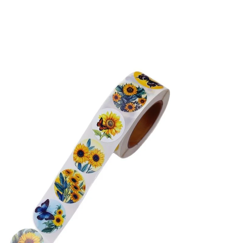 500Pcs/Rolls 2.5cm Beautiful Flower Sunflower Sticker Decoration Gift Box Sticker Label Stationery Sticker