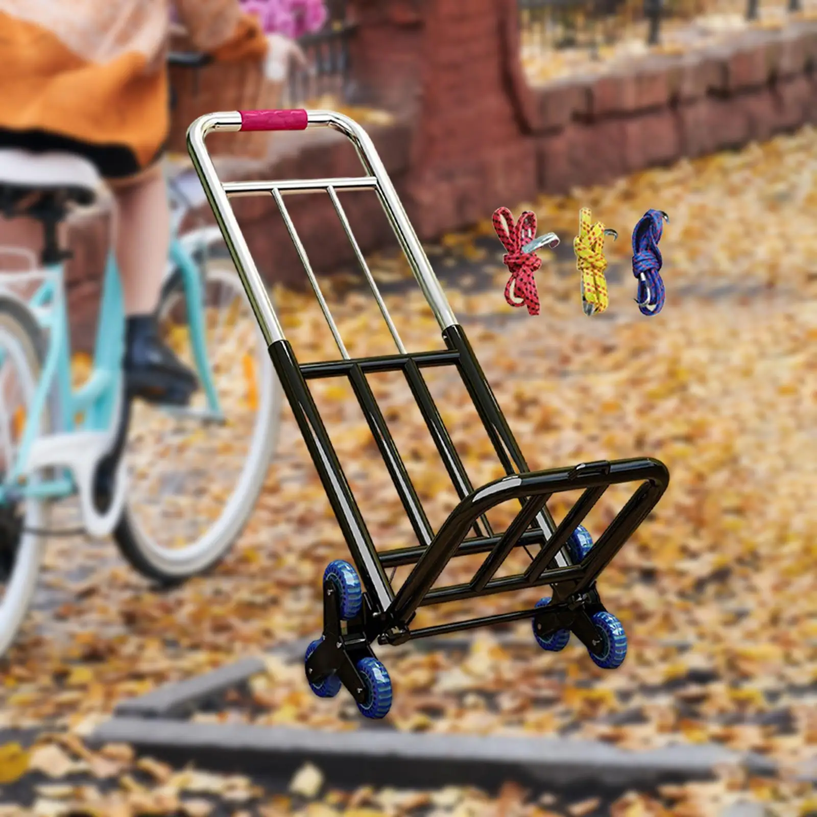 Portable adjustable foldable hand trolley cart adjustable handle stair climbing cart for household transport trailer