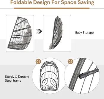 Egg Swing Chair with Stand, Rattan Wicker Hanging Egg Chair for Indoor Outdoor Bedroom Patio Hanging Basket Chair Hammock 6