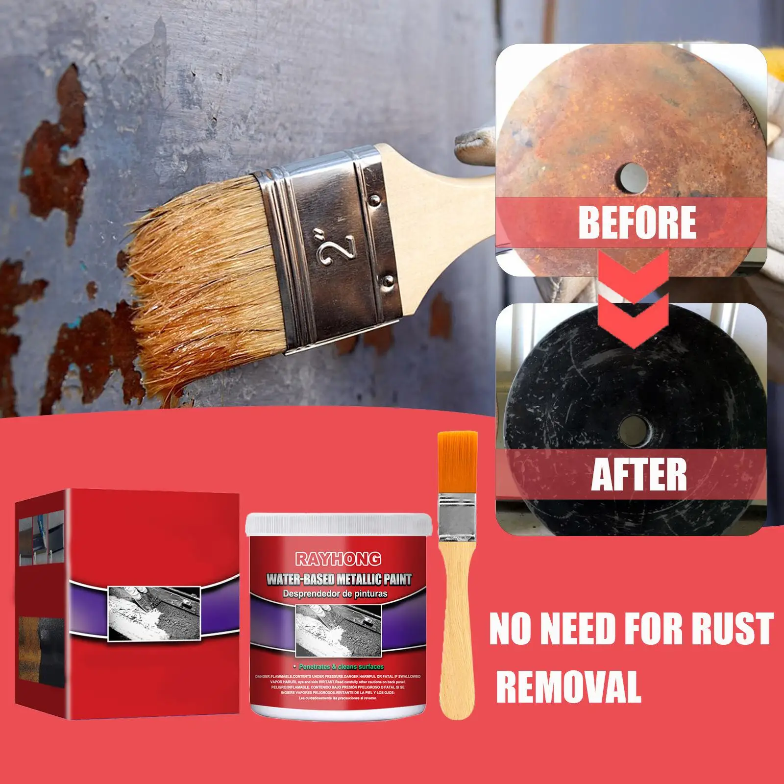Water based Metal Rust Remover Anti Rust Derusting Fit for Car Truck Mower