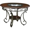 Signature Design by Ashley Glambrey Old World 45" Round Glass Top Dining Table, Brown 2