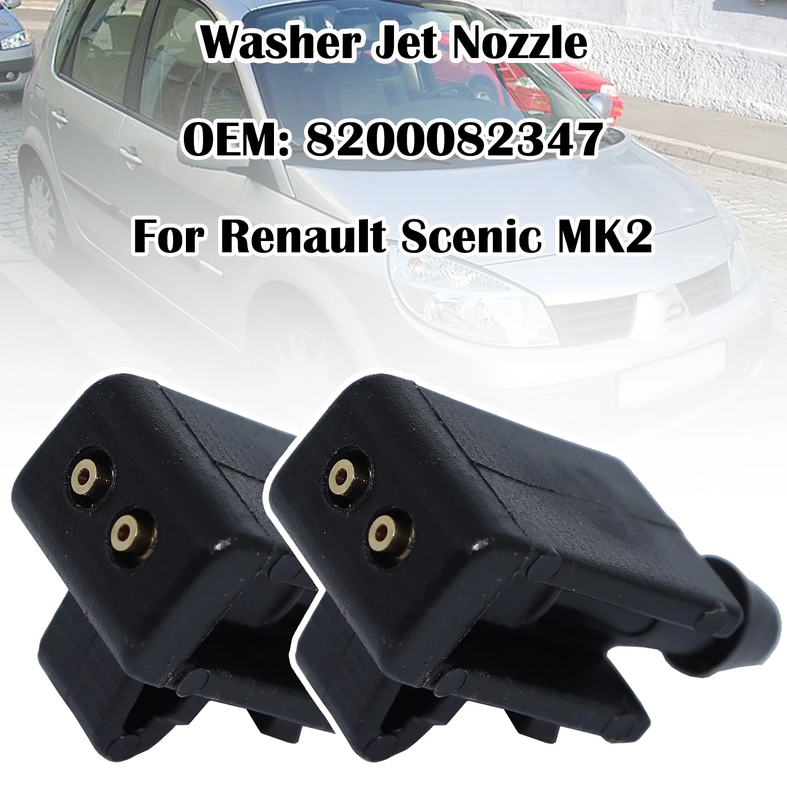 

2X Car Front Windscreen Window Wiper Washer Jet Spray Nozzle Kit For Renault Scenic 2 MK2 2003 - 2009 Megane MK2 MK3 2002 - 2015