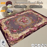 European Floral Carpets for Living Room Luxury Decoration 2x4m Big Size Area Rugs Home Bedroom Carpet Elastic Flannel Floor Mats 1