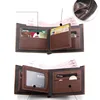 New Men's Wallet Short Cross Section Tri-fold Stitching Multi-card Zipper Coin Purse Wallet Passport Cover 5