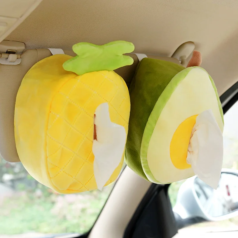 

18cm Soft Cartoon Watermelon Pineapple Avocado Stuffed Plush Tissue Box For Girlfriend Room Car Decor Candy Color Pretty Paper