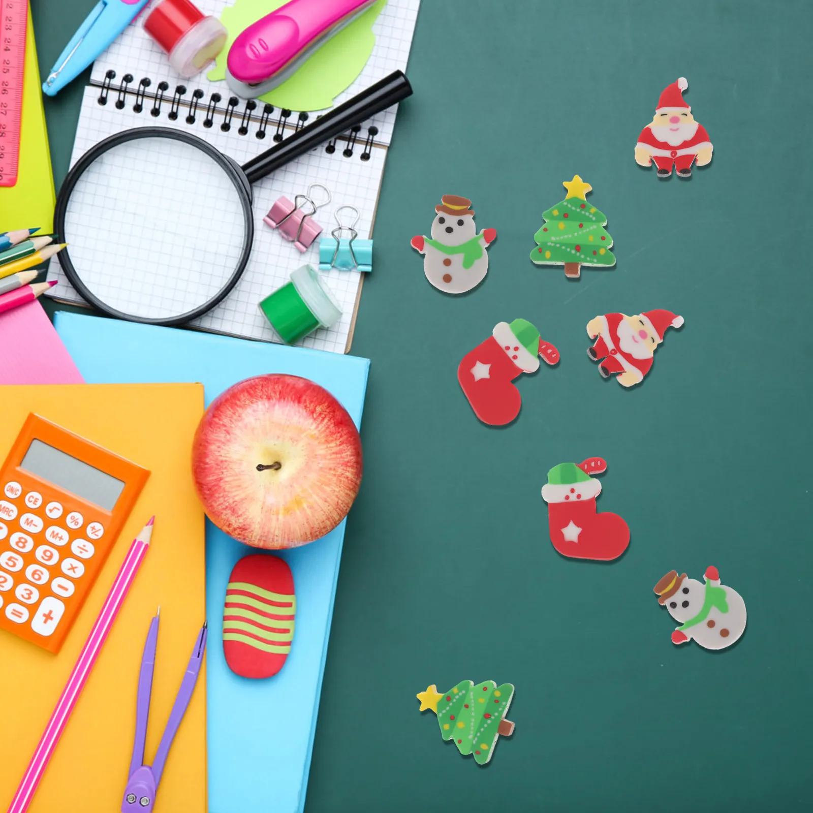 50개 크리스마스 트리 산타클로스 눈사람 지우개 세트 고무 휴일 교실 보상 아이들 선물용 크리스마스 파티 선물