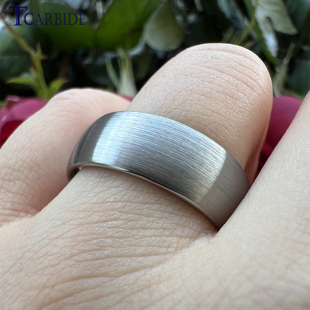 Classic Men Women Black Tungsten Wedding Band Ring Domed Brushed Finish 6MM 8MM Comfort Fit 4