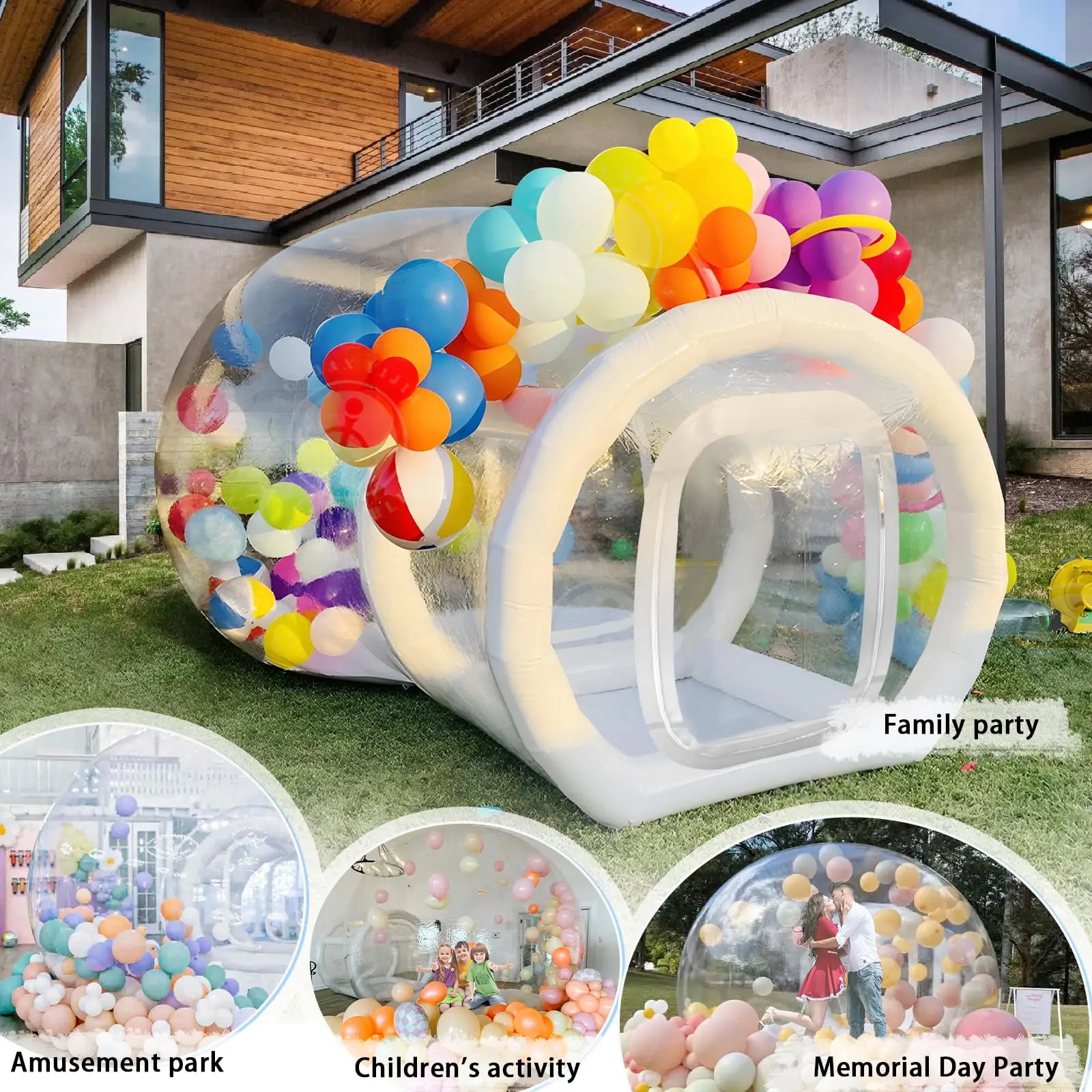 Inflatable Balloon Bubble House Tent Commercial Grade PVC Clear Bubble House with air Pump & Blower 10 ft  For Children's Party 2