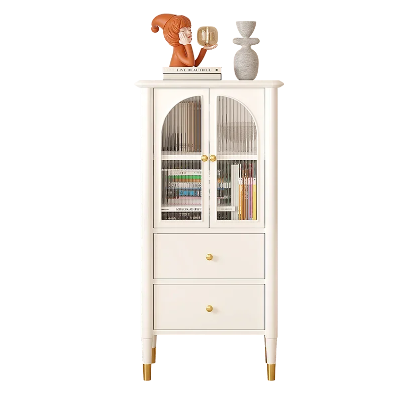 

Hxl Cream TV Cabinet Solid Wood White Storage Cabinet Wine Cabinet Snack Clothes Closet