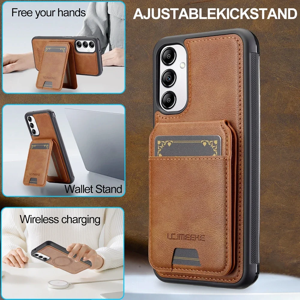 Premium 2-in-1 Leather MagSafe Phone Case with Card Holder & Magnetic Closure