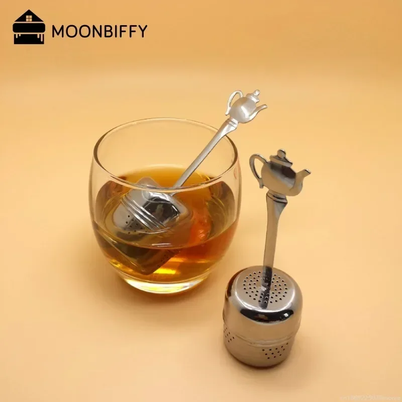 Tea Infuser Tea Strainer Tea Filter Stainless Steel Tea Infuser Strainer Cylindrical Tea Leak Spice Herbal Filter Seasoning Balls Hanging Chain Kitchen Accessories