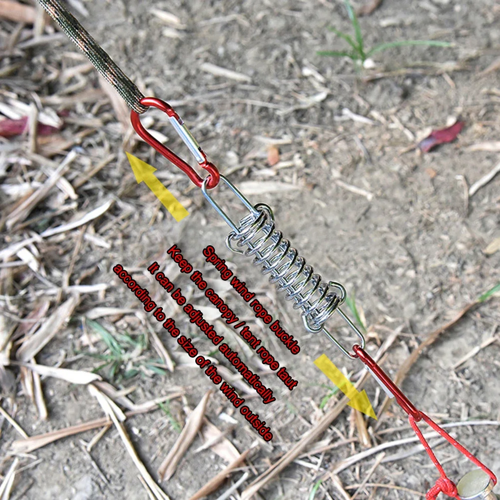 Tent Clips Tent Pegs Outdoor Tent Ropes Camping Tent Accessories Camping Tent Fasteners Tent Rope Tightener Camping Cord Buckles Camping Rope Buckle Tent Hooks Tent Wind Rope Hook 1-10Pcs/set Steel Tent Wind Rope Spring Buckle Tent Tensioner Camping Deck Pegs with Carabiner Clips Awning Tightener Fixed Hook