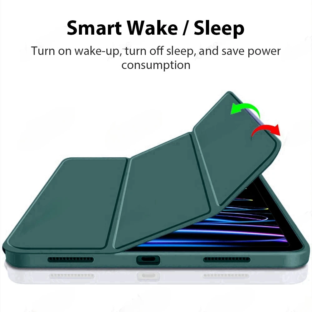 Premium TPU Soft Silicone Trifold Stand Tablet Case with Auto Sleep/Wake Function