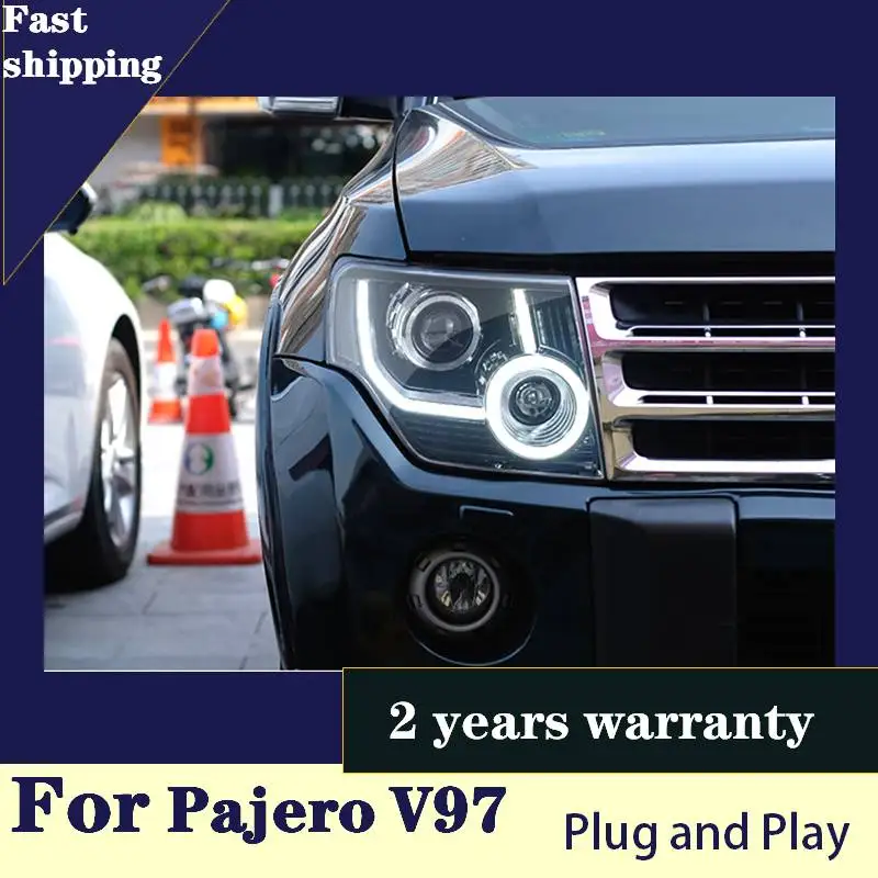 

Передние фары для Mitsubishi Pajero V93 V97 2009-2021, дневные ходовые огни, светодиодные Биксеноновые лампы, противотуманные фары, автомобильные аксессуары, передние фары
