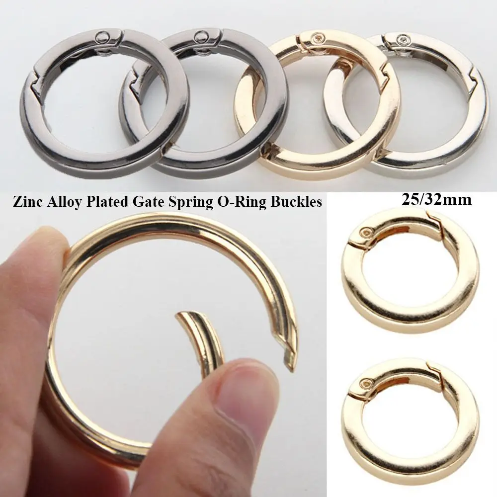

4pcs Black Gold Silver Spring O-Ring Buckles 25mm/32mm Round Shape Bag Belt Buckle Zinc Alloy Carabiner Purses Handbags