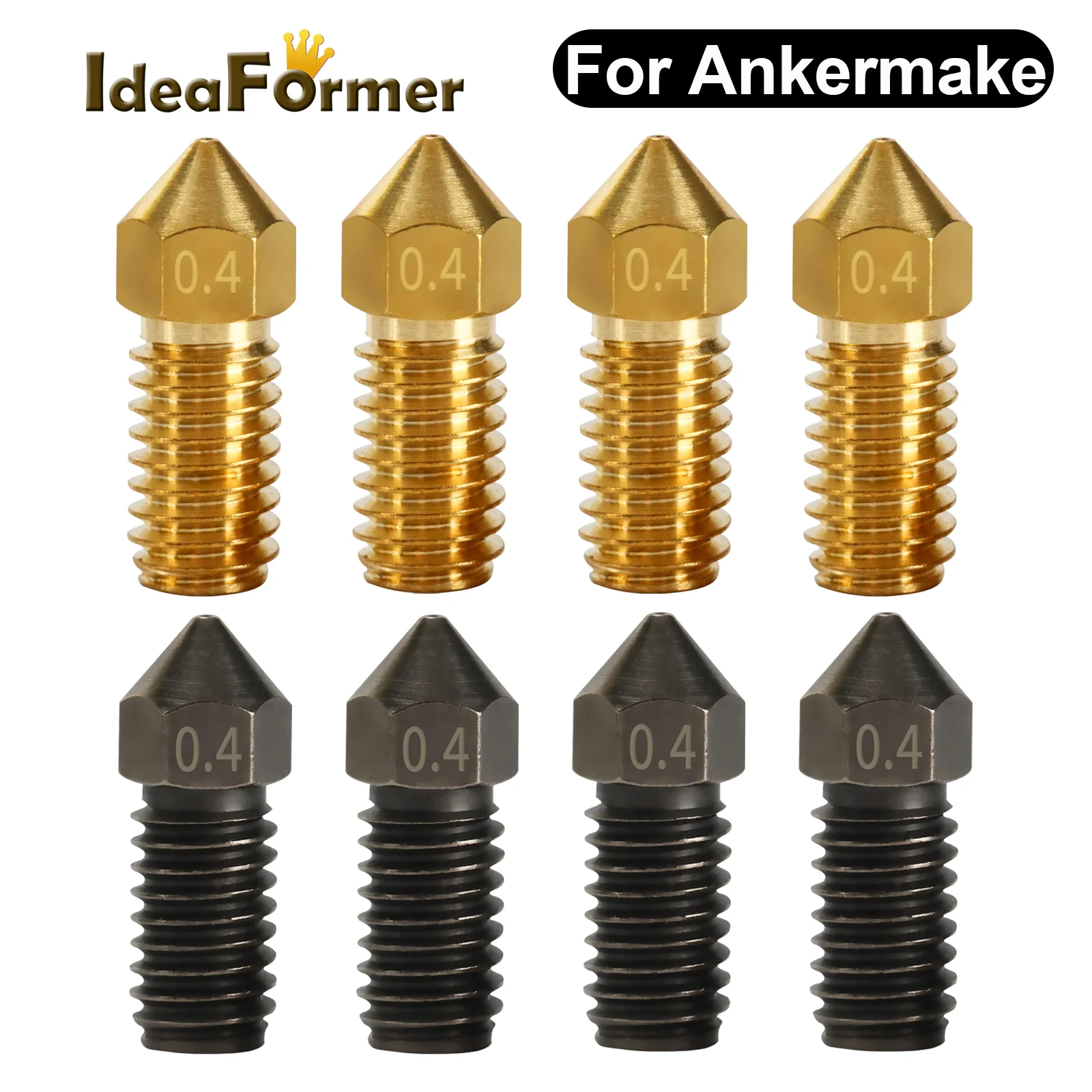 

3D Printer Nozzle for AnkerMake M5 0.4mm Brass Nozzle or Good Wear Resistance Hard Steel Nozzle 3D Printer Parts for AnkerMake