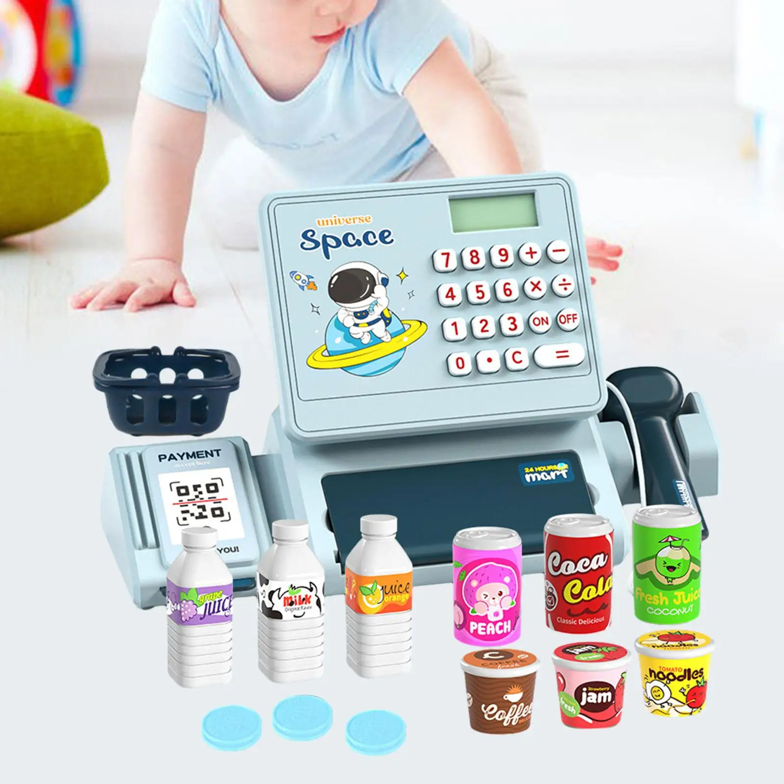 Cash Register Pretend Play Pretend Role Play Shopping till Food Toys for Toddlers 3 + Years Old Kids Girls Boys Birthday Gifts