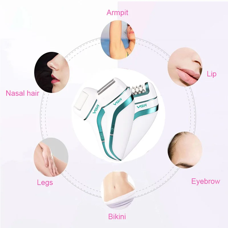 Original VGR 3-In-1 Ladies Epilator Electric Shaver Leg Body Hair Removal Wet Dry Lady's Bikini Trimmer Facial Epilator electric shaver,hair removal epilator,hair removal tool
