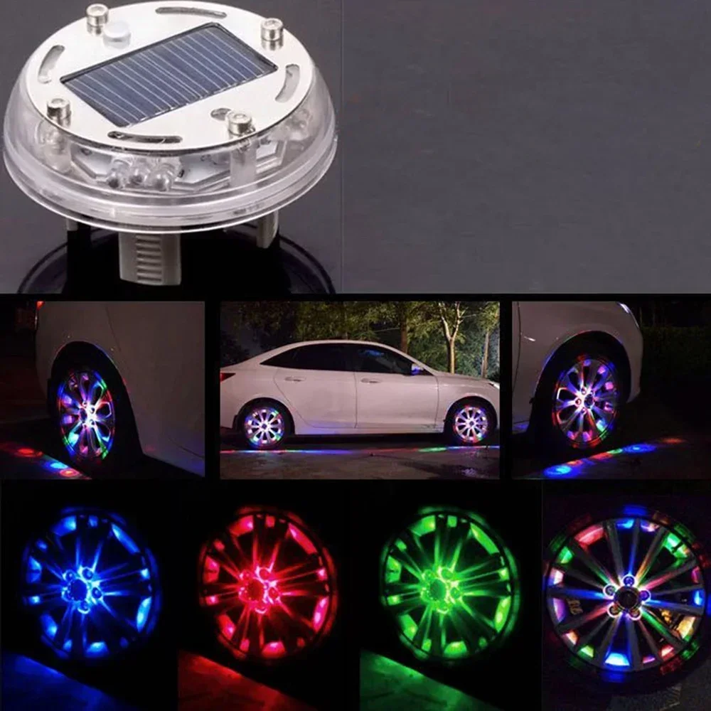 Solar Powered LED Car Wheel Lights ABS Plastic Universal Fit