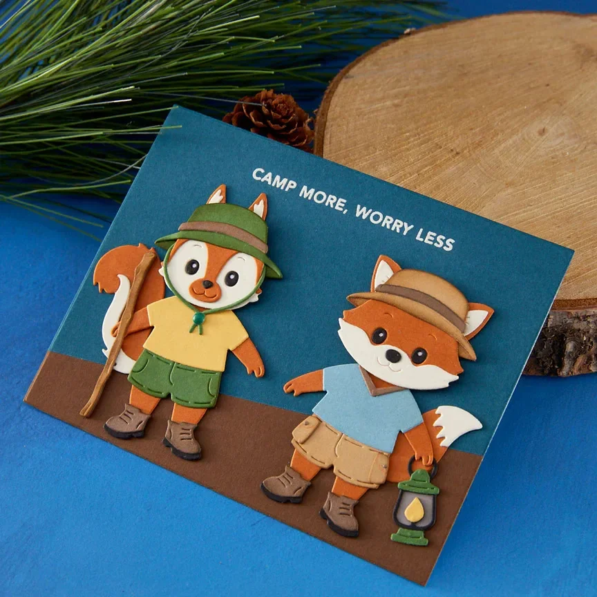 새로운 Badger Fox 여름 캠프 금속 절단 다이 DIY 스크랩북 일기 장식 템플릿을위한 클리어 스탬프 스텐실 2026년 3월