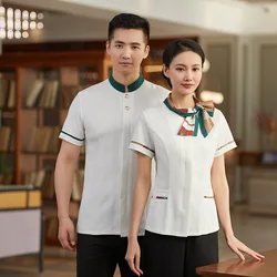 Tea Restaurant Waiter Workwear Summer Women's Hotel Hotel Front Desk Features Hot Pot Restaurant Front Office Uniform Short Slee