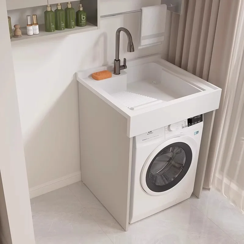Laundry cabinet small apartment balcony integral washing machine significant other cabinet combination integrated basin