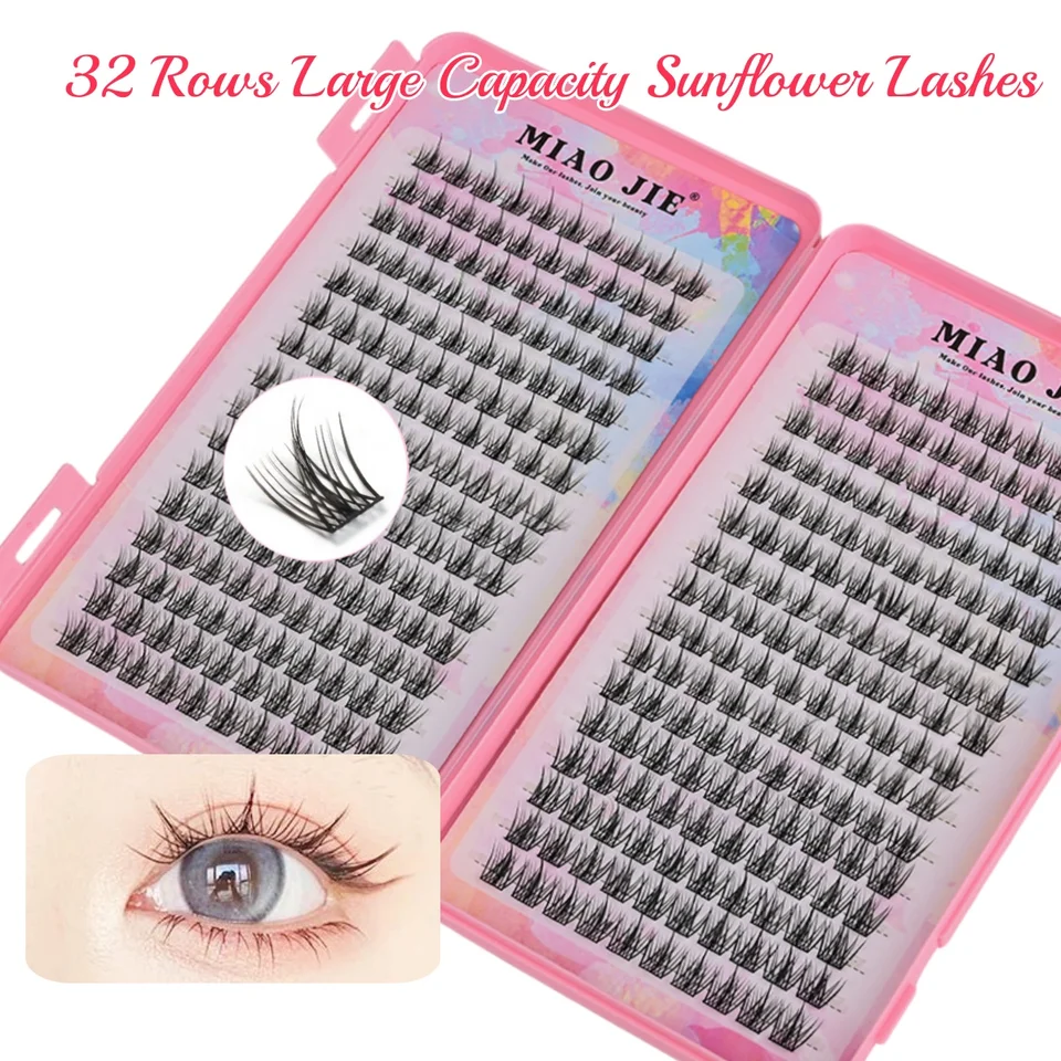 MIAOJIE DIY Cluster Lashes Book Individual Cluster Silk Hand Made Eyelash Extensions Fake Eyelashes Segmented Eyelash Extensions