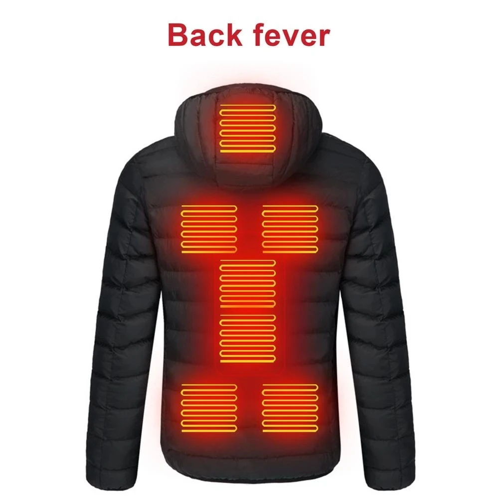 Men 9 Areas Heated Jacket USB Winter Warm Sprots Thermal Coat Outdoor Electric Heating Jackets Clothing Heatable Cotton jacket