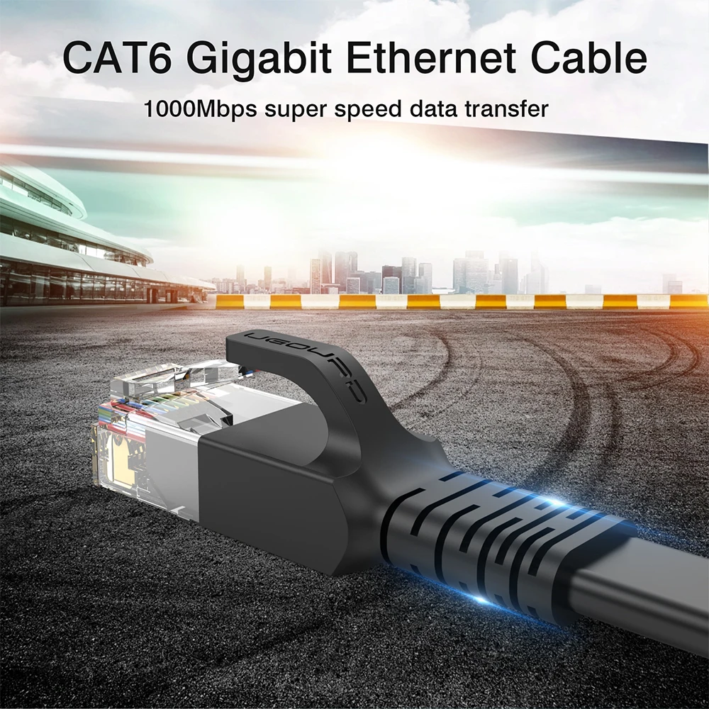 High-Speed CAT 6 Flat Ethernet Cable - Gigabit LAN Network Patch Cord