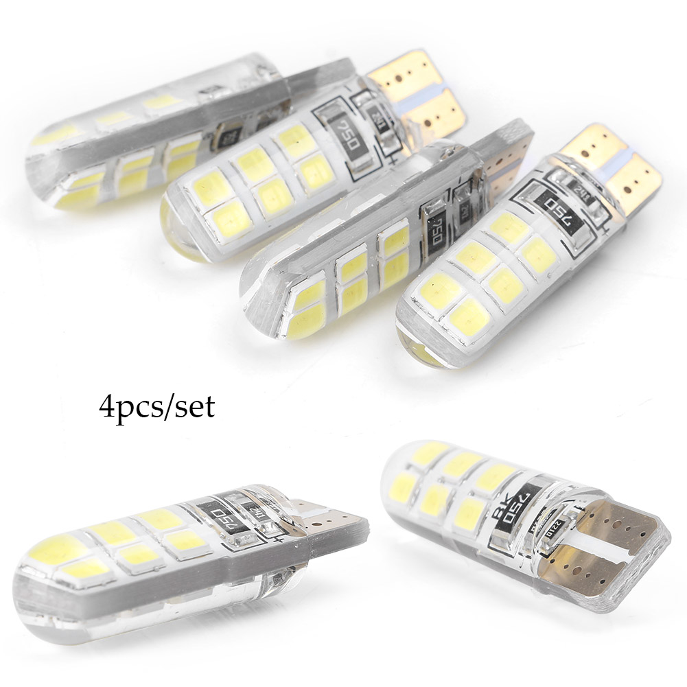 4 PCS 12V DC White T10 1206 12 SMD LED Light Universal for Car Model With T10/194/168/158/12256/12961/2821/825/W5W Socket