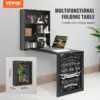 Space Saving Computer Desk with Storage Area Multi-Function Folding Wall Table Wall Mounted Desk with Chalkboard for Home Office 2