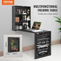 Space Saving Computer Desk with Storage Area Multi-Function Folding Wall Table Wall Mounted Desk with Chalkboard for Home Office 2