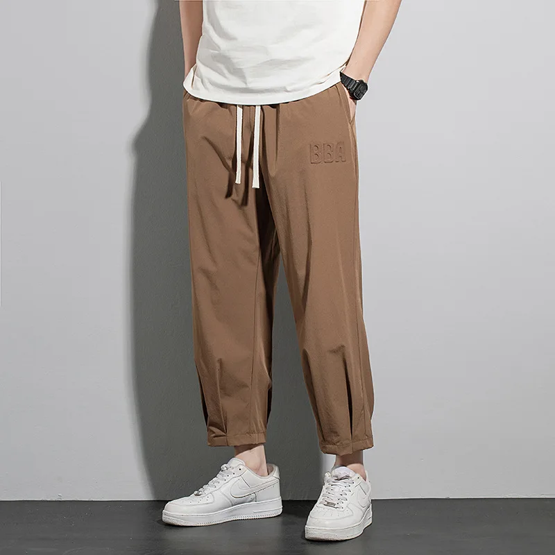 10XL Large Nylon Casual Pants for Men 2024 New Spring/Summer Loose Tied Work Wear for Men's Casual Pants