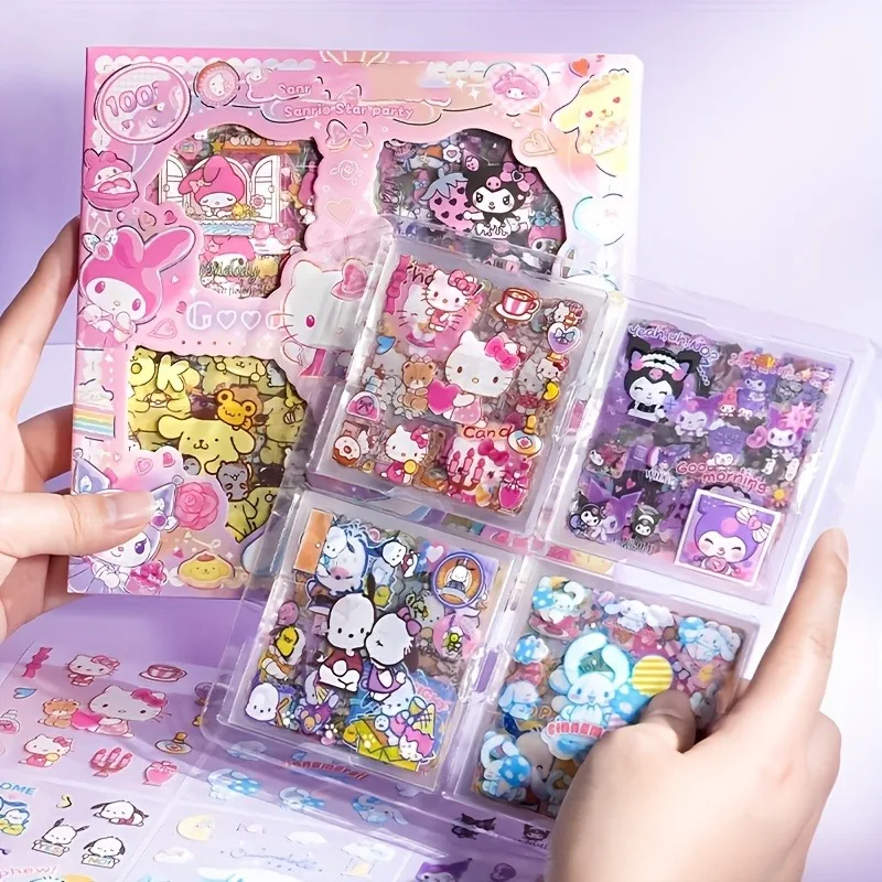 Hello Kitty Sticker Set 100-Piece Waterproof Stationery Gift Box