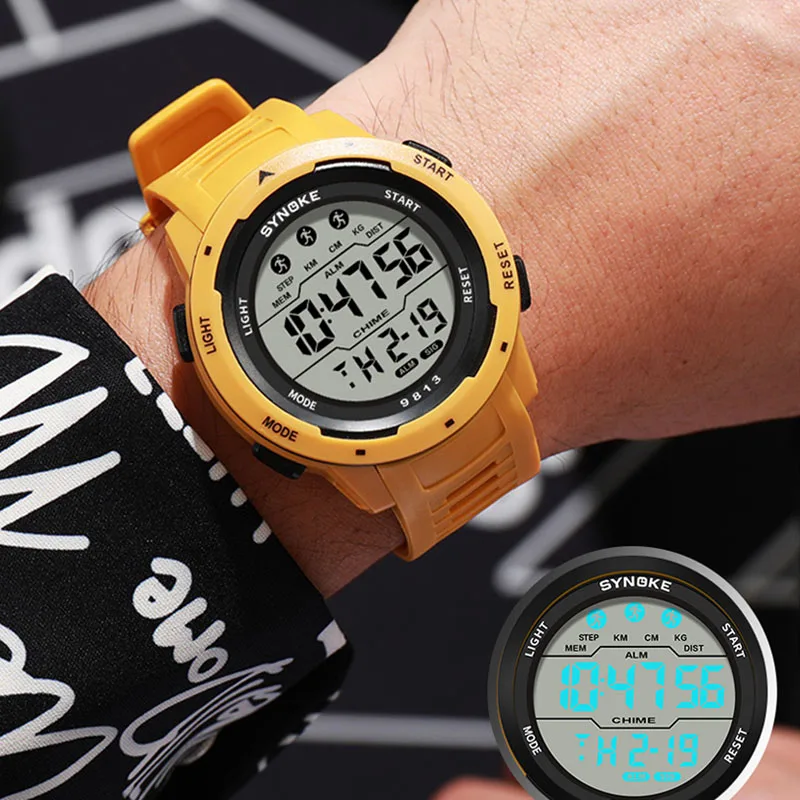 

SYNOKE Sports Mens Watch Upgrade Movement Digital Big Dial Wristwatch 50M Waterproof Military Watch for Men Relogio Masculino