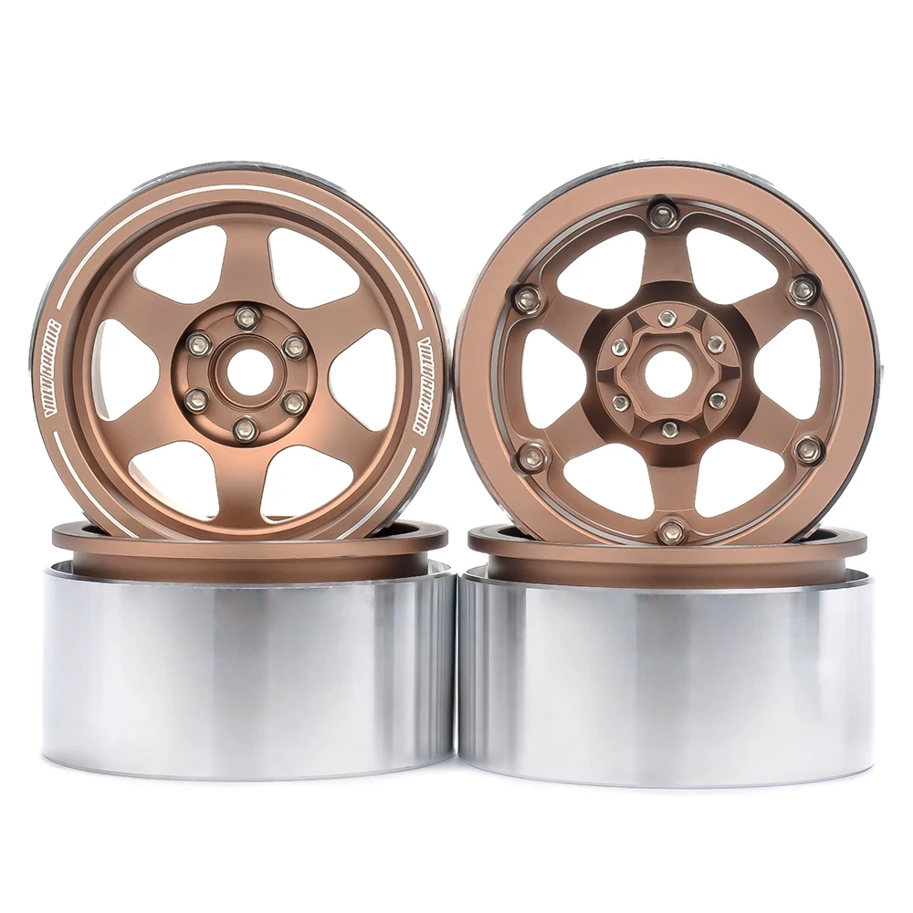 PYFORE 2,2 Zoll Kletterradnabe 4 Stück Reifen 64 x 35 mm 12 mm Sechskant-Adapter für 1/10 1/8 RC Modellauto Crawler Zubehör – Detail 2